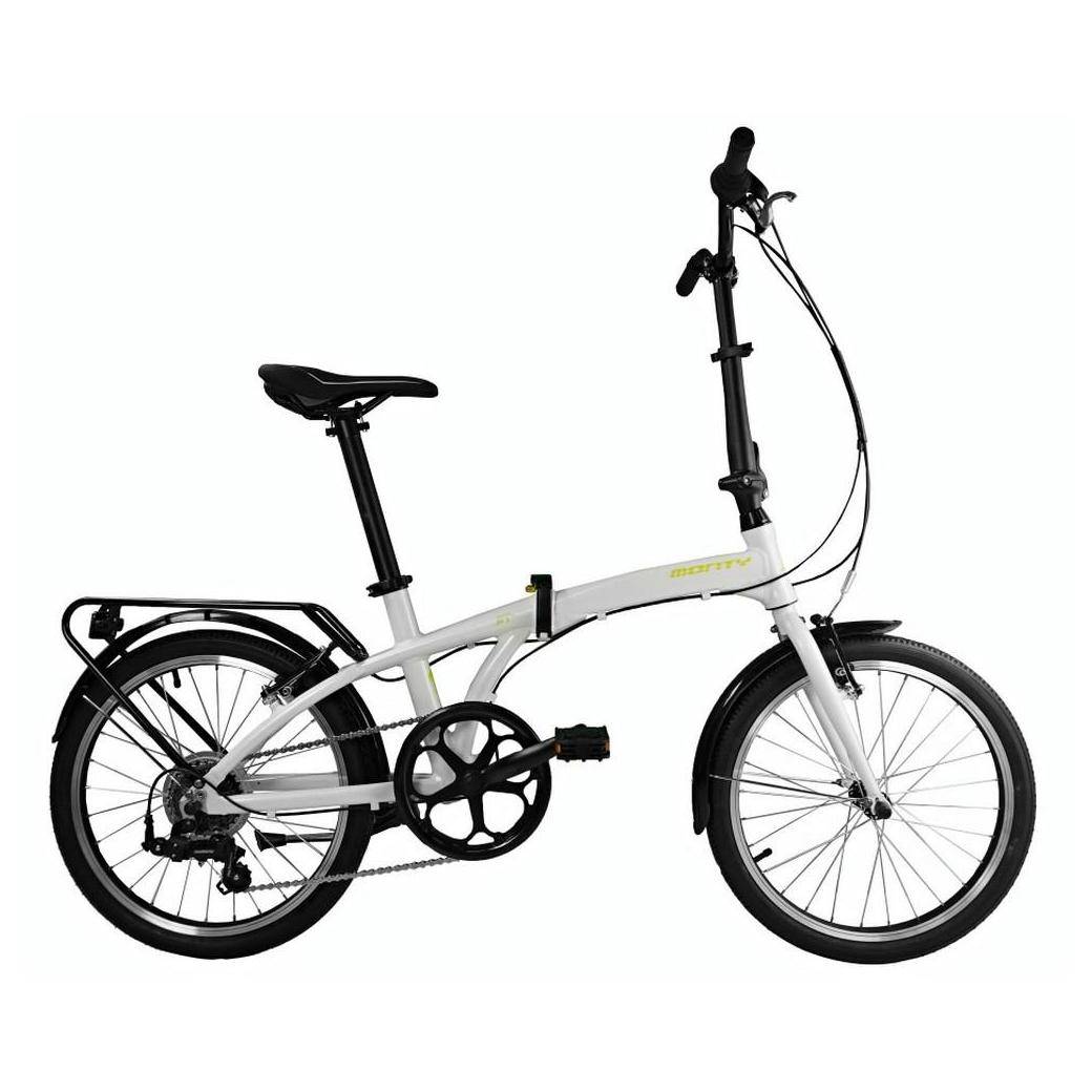 Vélo Pliant Adulte 20 Pouces - 6 Vitesses - Blanc - Charge Max 90 Kg - Parfait Pour Ville Et Camping
