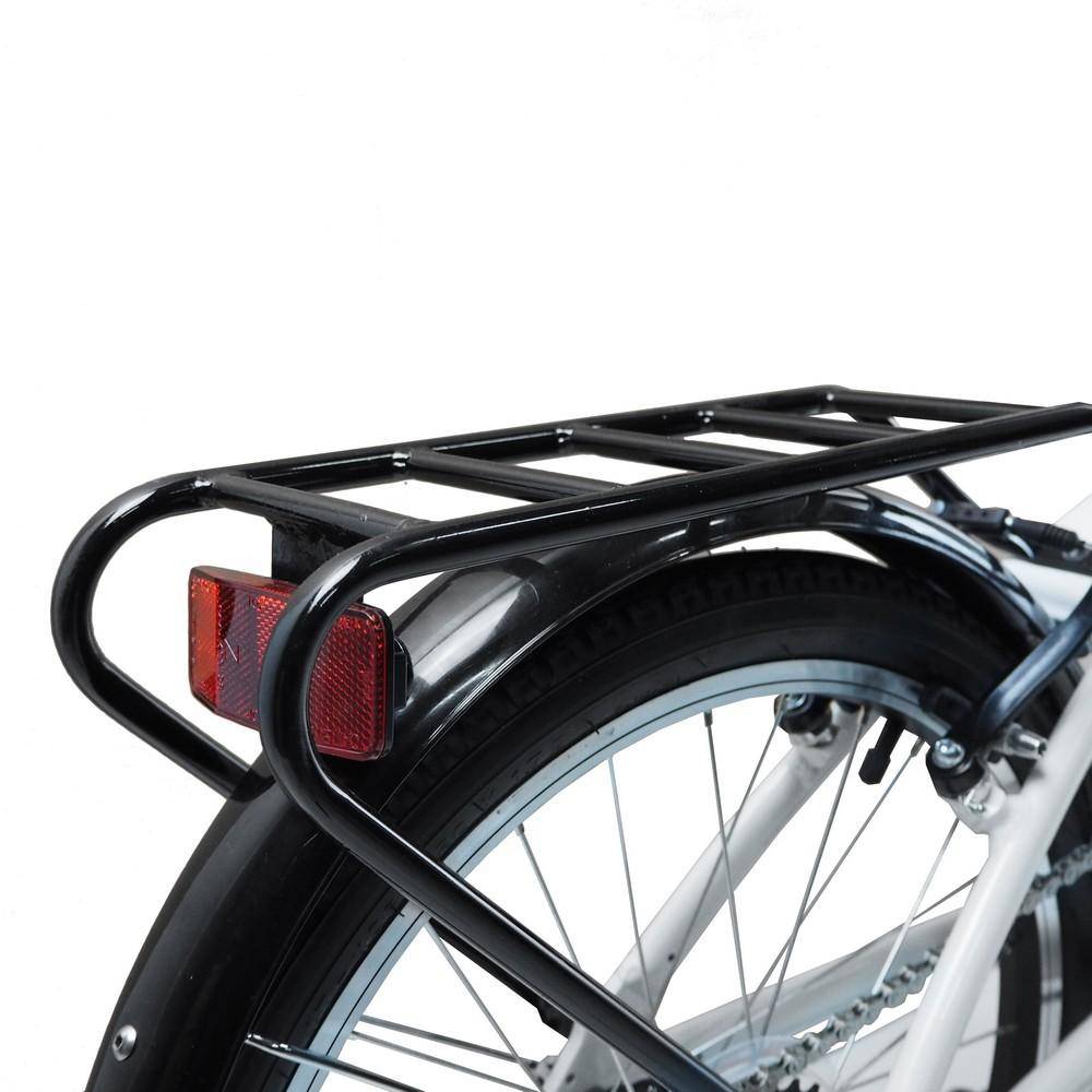 Vélo Pliant Adulte 20 Pouces 6 Vitesses - Couleur Blanc, Cadre Acier, Freins V-Brake, à Monter Soi-même